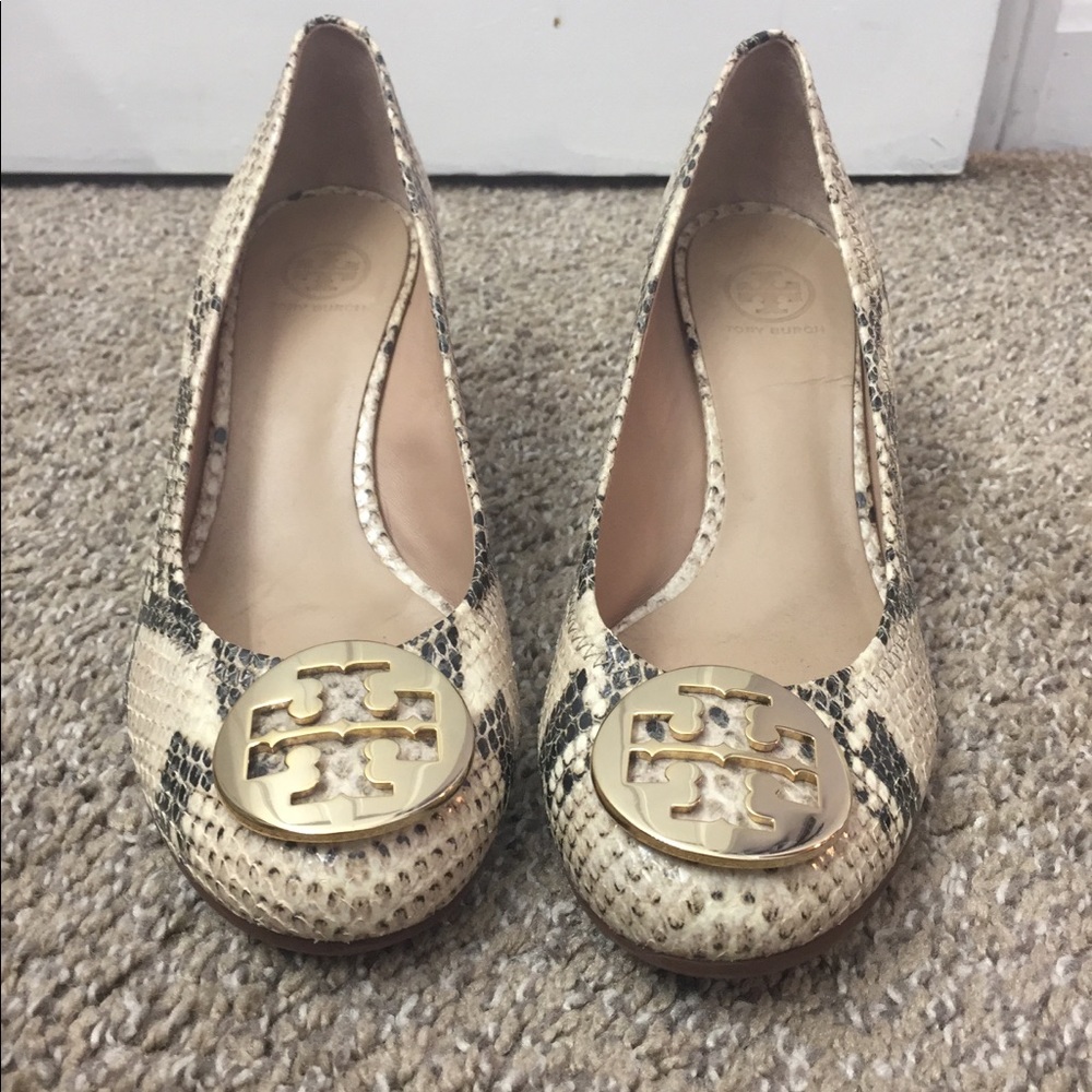 Tory Burch snake skin wedges